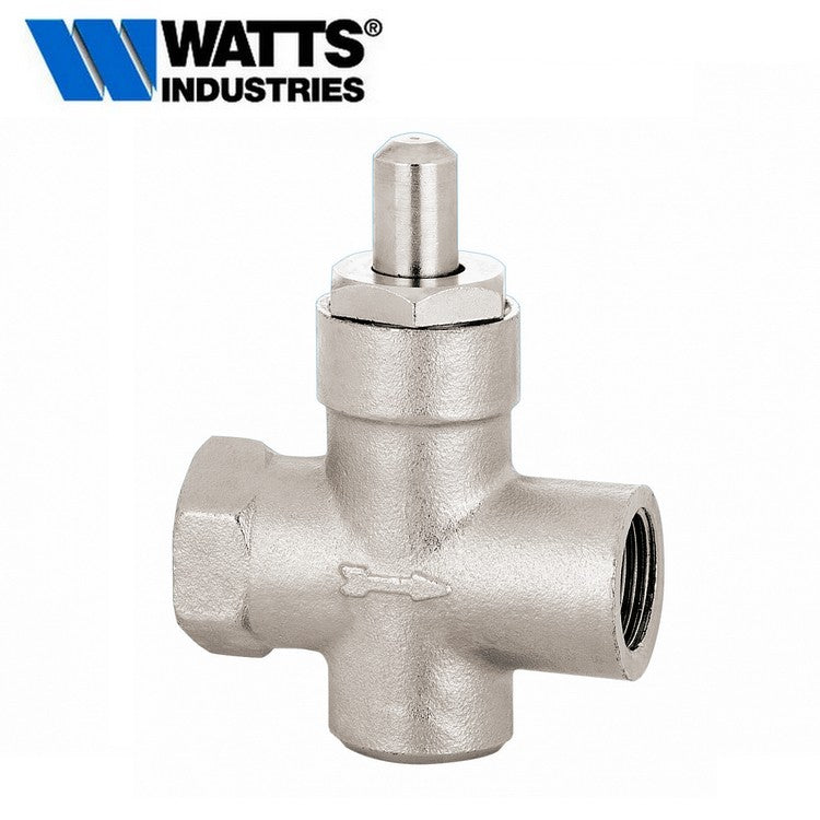 WATTS - Prise de pression à bouton-poussoir nickelée 1/4'' M-F pour manomètres à membrane