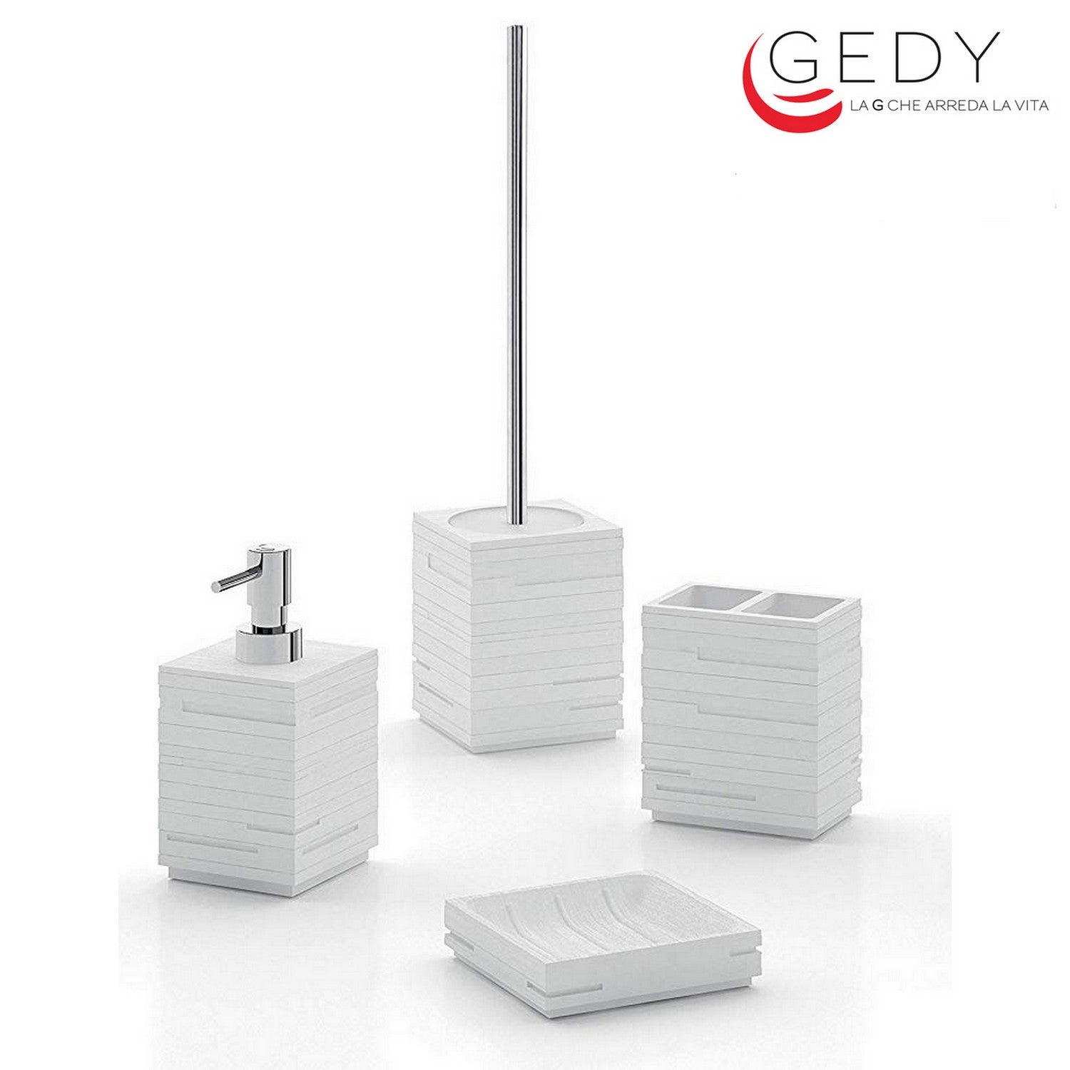 Ensemble de 4 accessoires design Quadrotto Blanc GEDY
