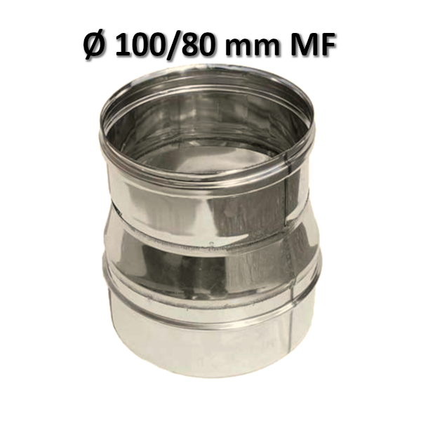 Rallonge de conduit de fumée en acier inoxydable Ø M 100 x F 80 mm