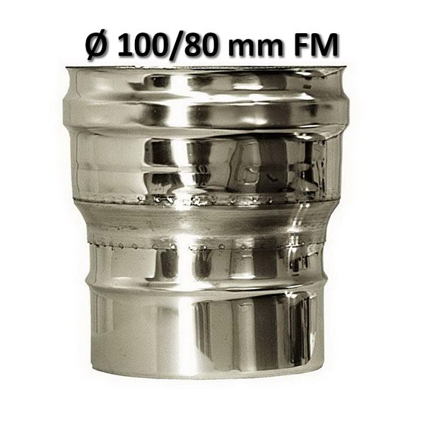 Rallonge de conduit de fumée en acier inoxydable Ø M 80 x F 100 mm