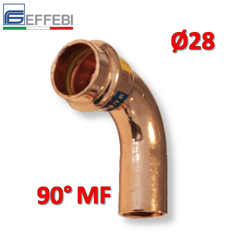 Coude à 90° MF Ø 28 mm - UNICO en cuivre à emboîtement pour eau et gaz