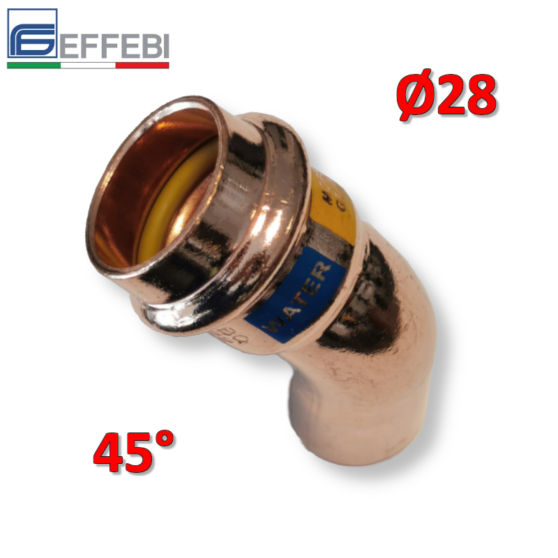 Coude MF 45° Ø 28 mm - UNICO en cuivre à emboîtement pour eau et gaz