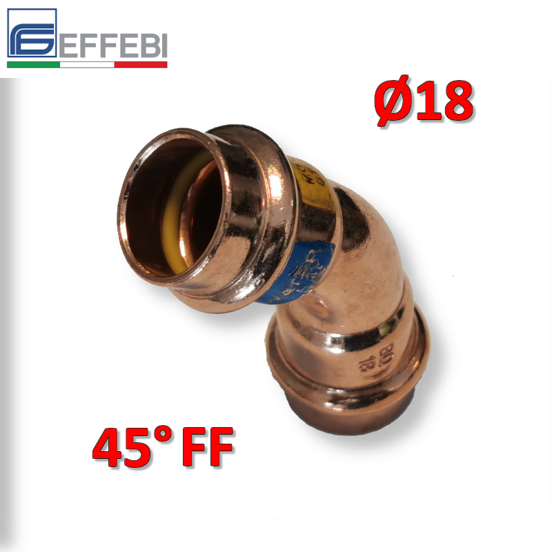 Coude FF 45° Ø 18 mm - UNICO cuivre à emboîtement pour eau et gaz