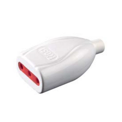 Prise mobile domestique droite Emilia 250 V 2P+T 10 A, couleur blanche