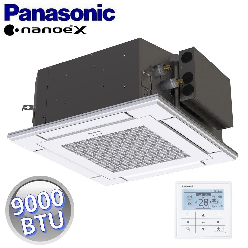 Unité intérieure cassette 4 voies, 60 x 60 cm - 9 000 BTU, 2,5 kW - panneau de commande et commande murale inclus, pour systèmes simples ou multiples - PANASONIC