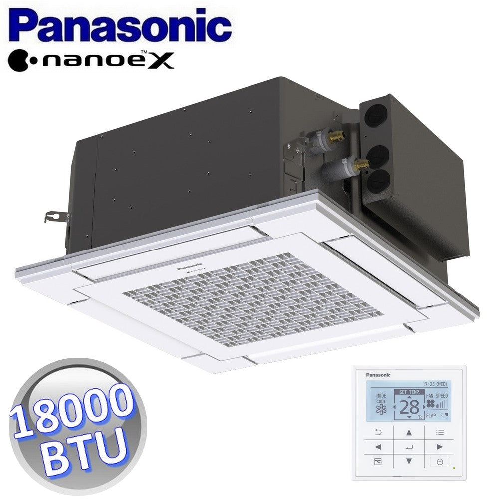 Unité intérieure cassette 4 voies, 60 x 60 cm - 18 000 BTU, 5,0 kW - panneau de commande et commande murale inclus, pour systèmes mono/multi-unités - PANASONIC