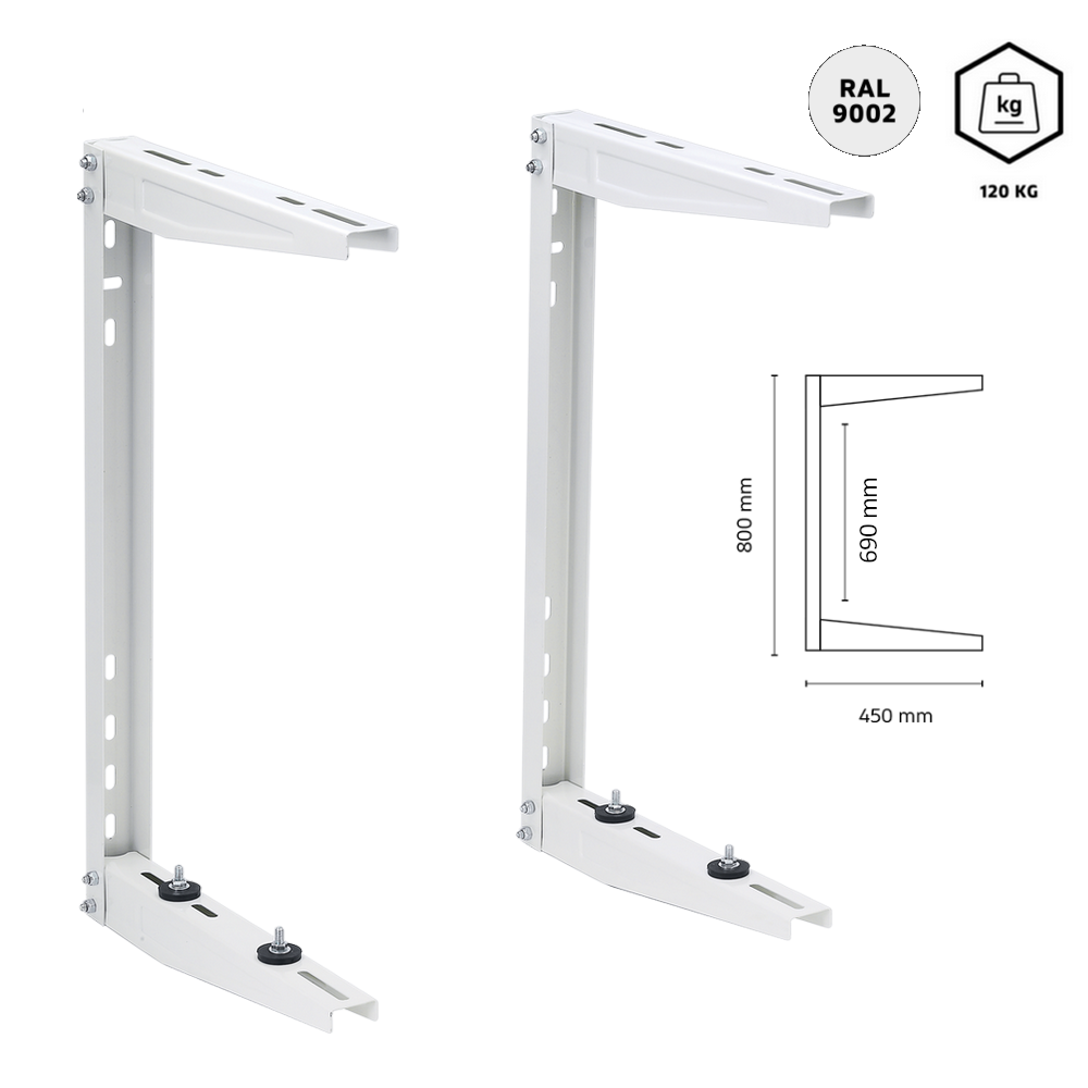 Paire de supports de suspension spéciaux pour installation au plafond - bras de 45 cm - capacité de charge de 120 kg