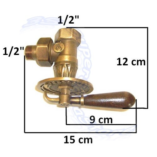 Ensemble porte-bouchon et porte-valve ancien 1/2'', poignée en bois de style Art nouveau
