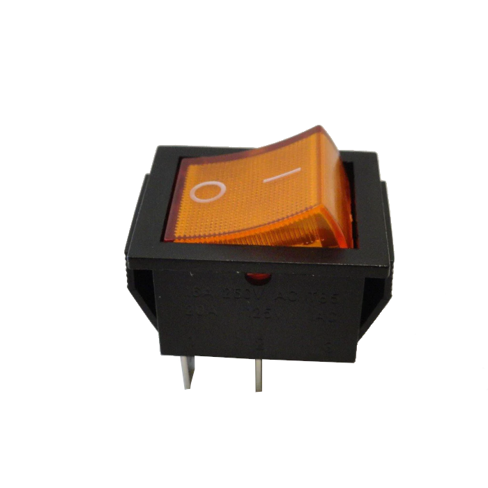 Interrupteur bipolaire lumineux jaune - 22 x 30 mm 20 A 4 C