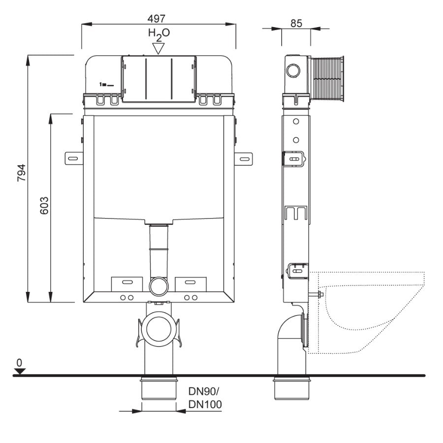 Module encastré avec réservoir pour WC suspendu - SET WC 199 SCHWAB