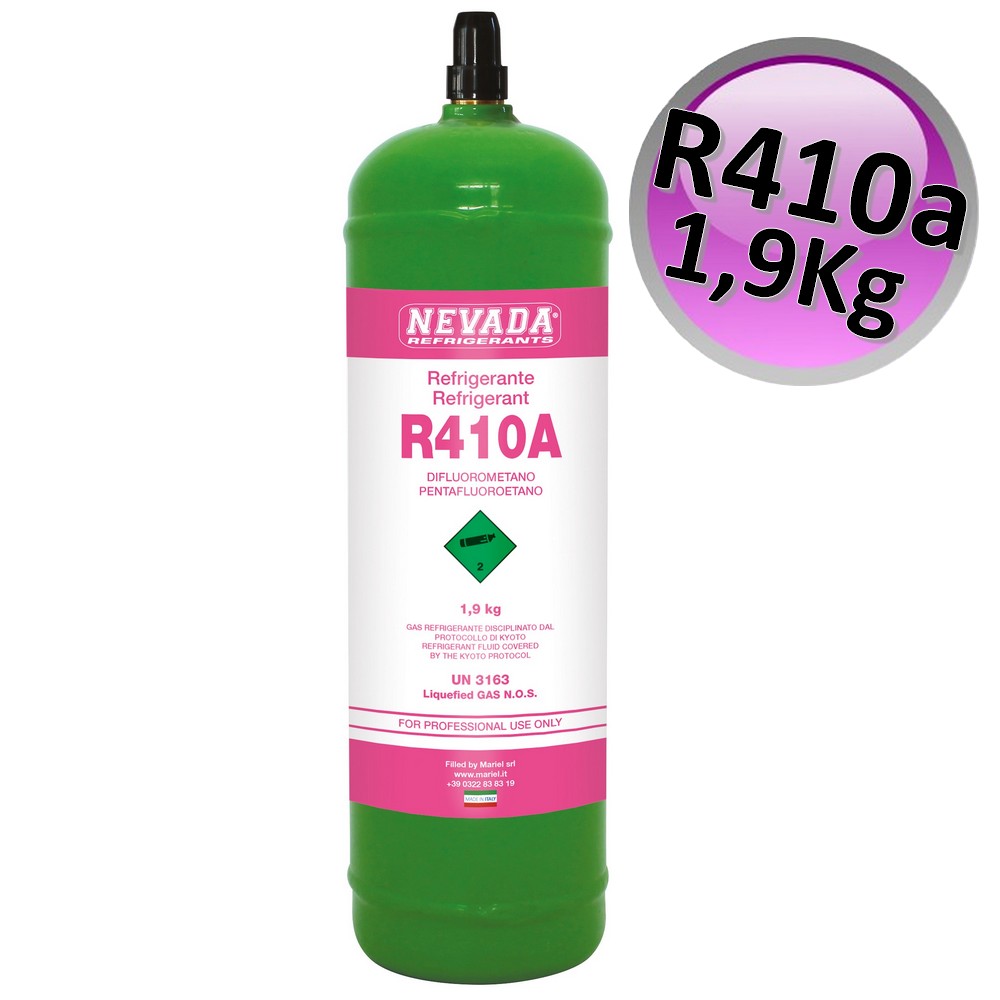 Bouteille de gaz R410A - 1,9 kg net - fluide frigorigène pour climatisation
