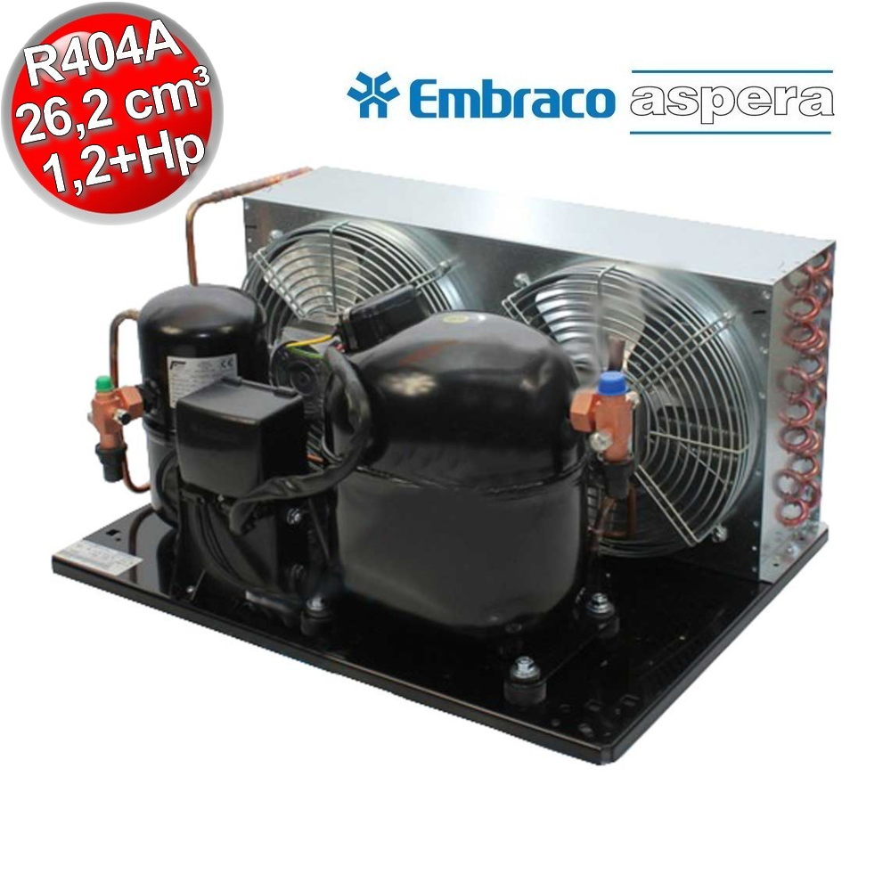Groupe de condensation à double vanne de ventilateur Embraco Aspera UNJ9232GK avec gaz R404A MHBP
