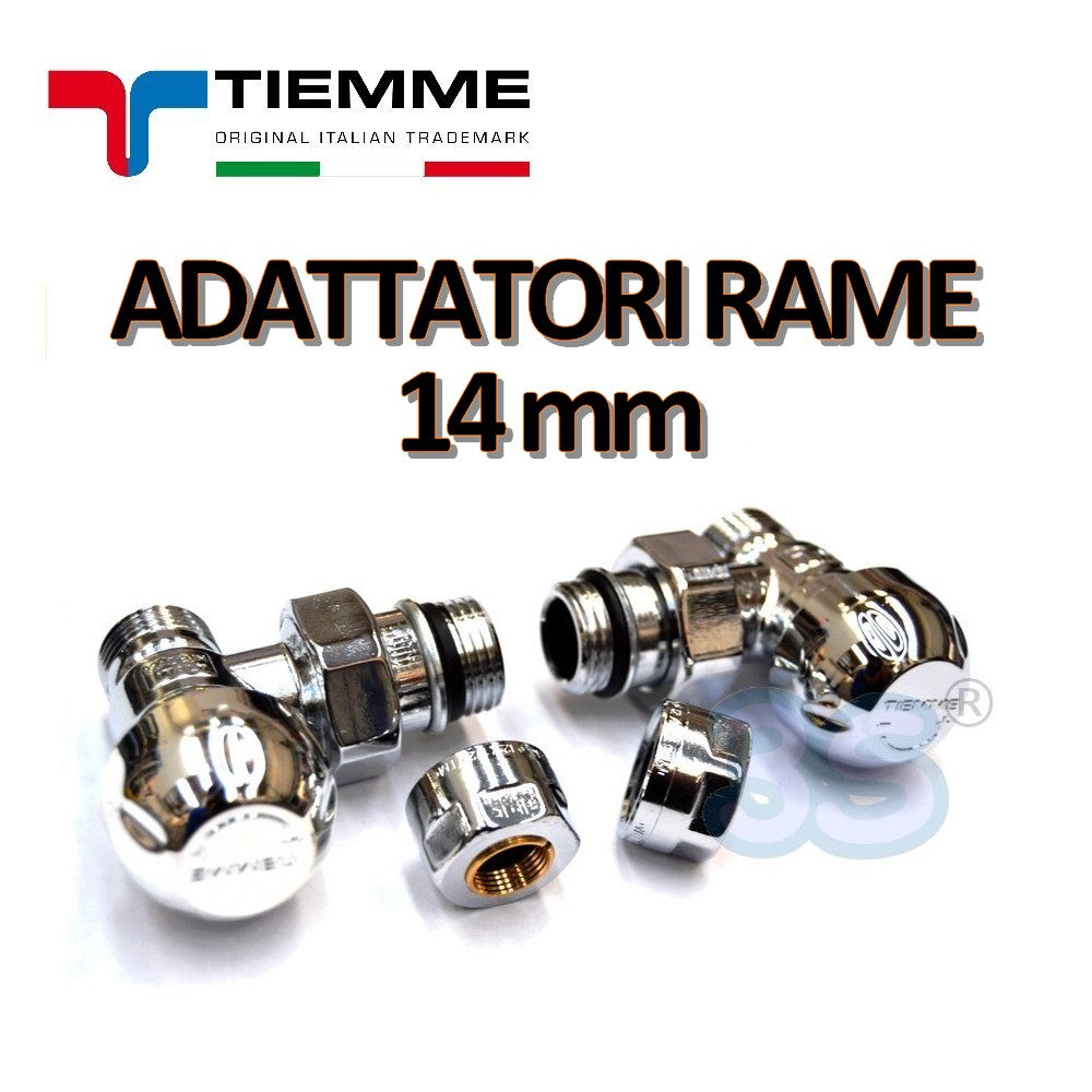 Robinet et support TIEMME carrés chromés de 1/2 pouce avec adaptateurs pour tuyau en cuivre de 14 mm