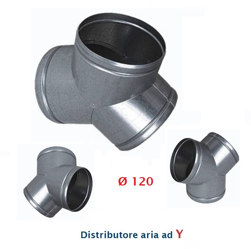 Raccord en Y, diamètre 120 mm - Distributeur d'air chaud, froid et de ventilation