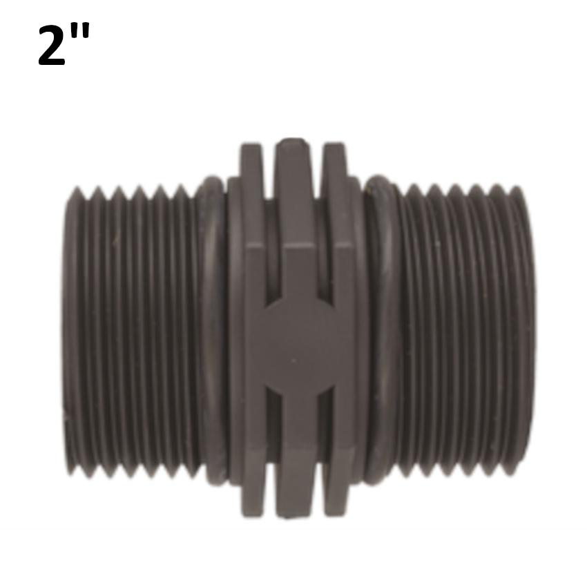 Mamelon 2'' M-M en polypropylène PP avec joint torique d'étanchéité.