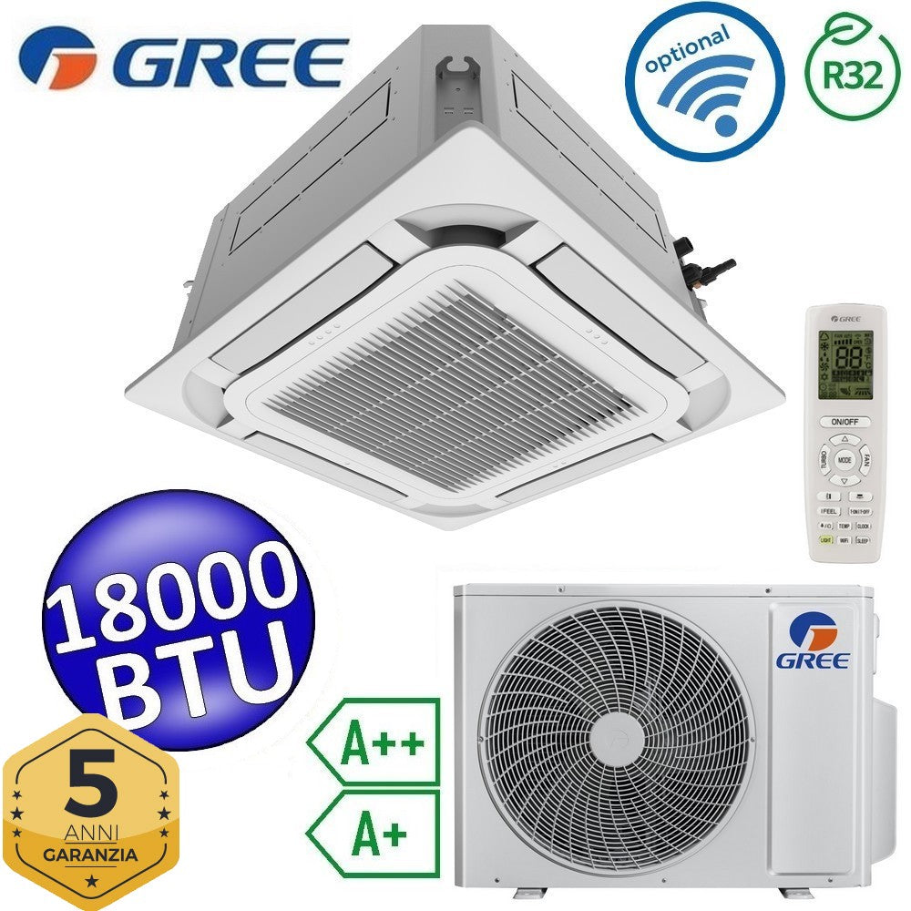 Climatiseur cassette Gree 18 000 BTU R32 à 8 voies - Télécommande et panneau de commande inclus - U-MATCH 6
