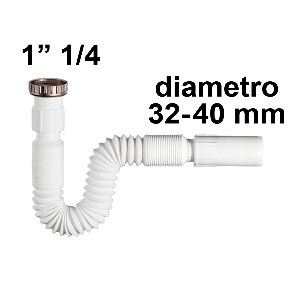 Siphon d'évacuation Siroflex flexible et extensible 650 mm 1''1/4 x Ø 32 - 40 mm