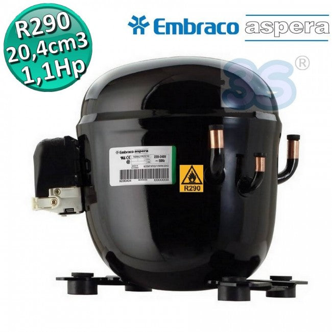 R290 Gas Compressor LBP 1.1 Hp 20.44 cm3 Embraco Aspera NT2170U