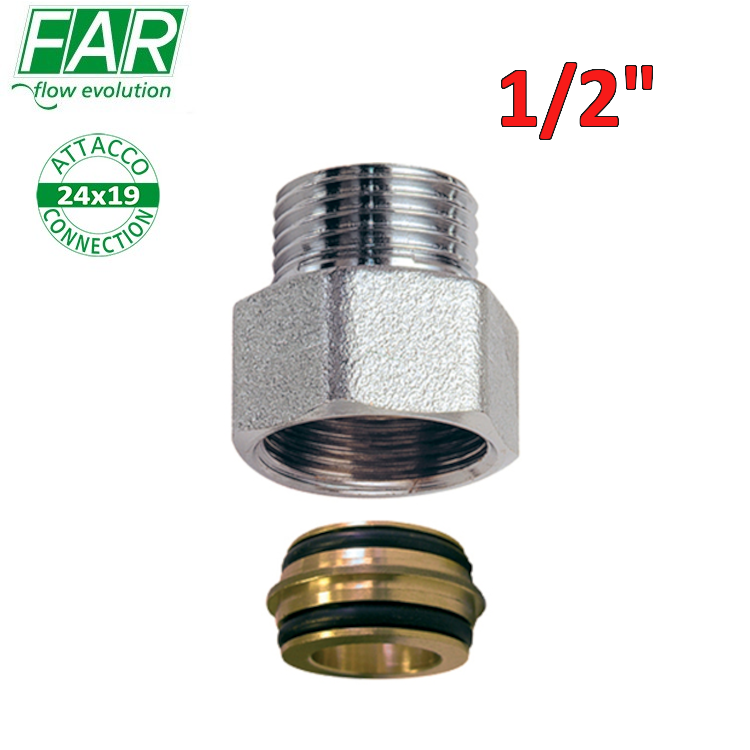 8865 - RÉDUCTION DU CHROME DE FILETAGE COLLECTEUR MÂLE FAR 24x19 À FILETAGE MÂLE 1/2''