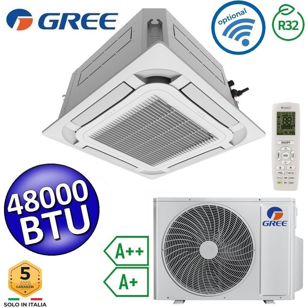 Climatiseur cassette Gree 48 000 BTU R32 à 8 voies - Télécommande et panneau de commande inclus - U-MATCH 6