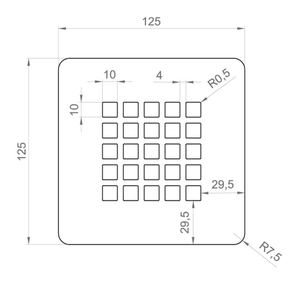 White waste grid for stone shower tray 125 x 125 mm