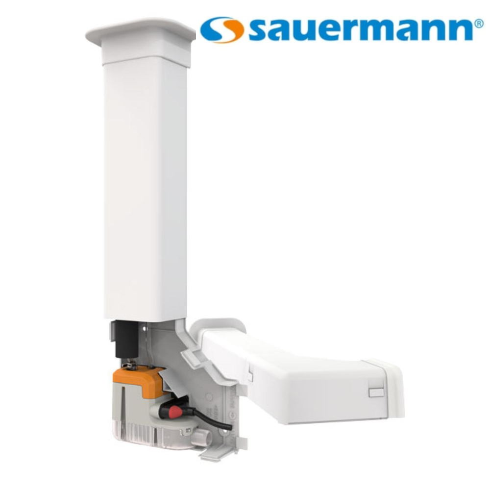 Pompe de relevage des condensats pour climatiseur split avec conduit blanc 80 x 60, modèle Delta Pack Sauermann