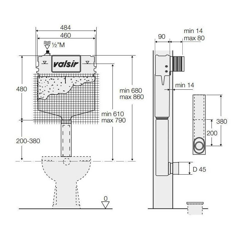 VALSIR TROPEA S Wall-mounted WC cistern