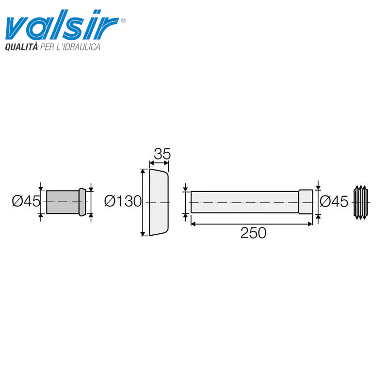 VALSIR WHITE TELESCOPIC TOILET SEAT 40/45