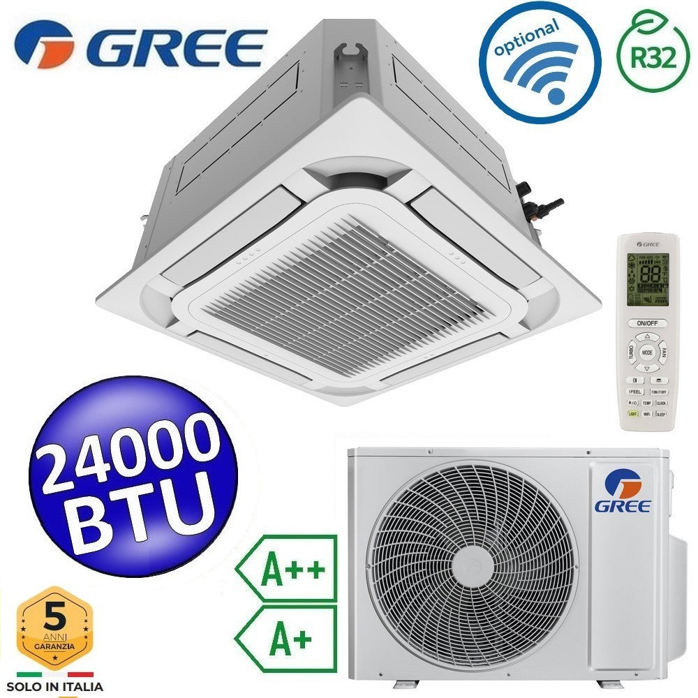 Climatiseur cassette Gree 24 000 BTU R32 à 8 voies - Télécommande et panneau de commande inclus - U-MATCH 6