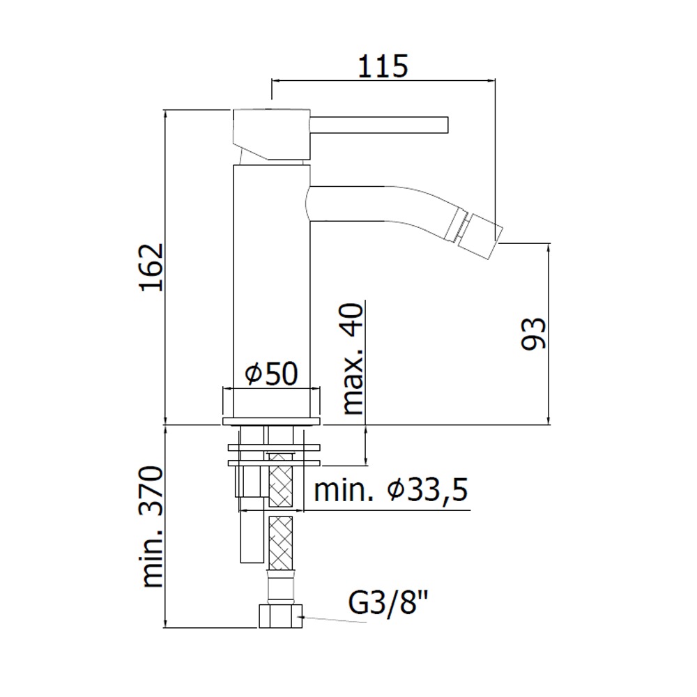 Mitigeur de bidet Paffoni Fonte LIG131 CR LIGHT - sans vidange