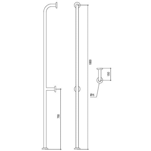 Rambarde verticale de 180 cm avec fixation mur-sol - Goman