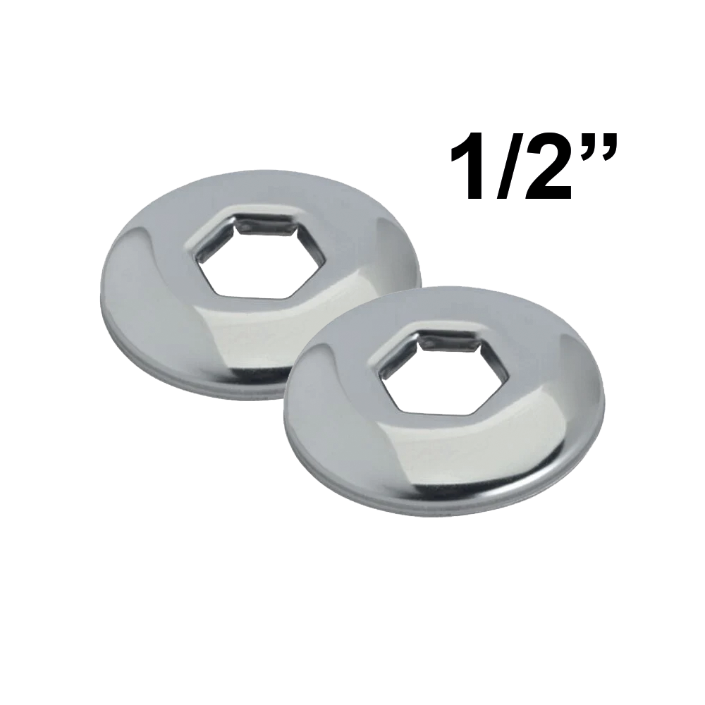 Paire de rosaces chromées avec trou hexagonal de 1/2 pouce