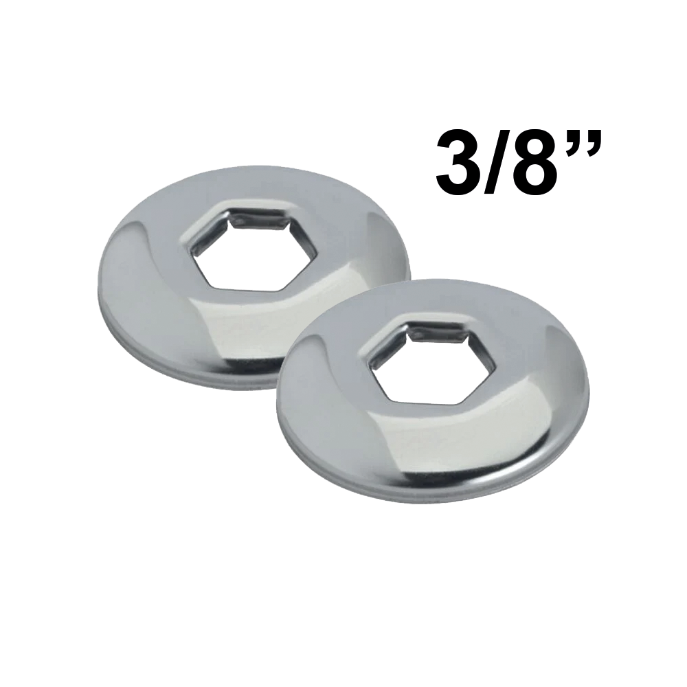 Paire de rosaces chromées avec trou hexagonal de 3/8".