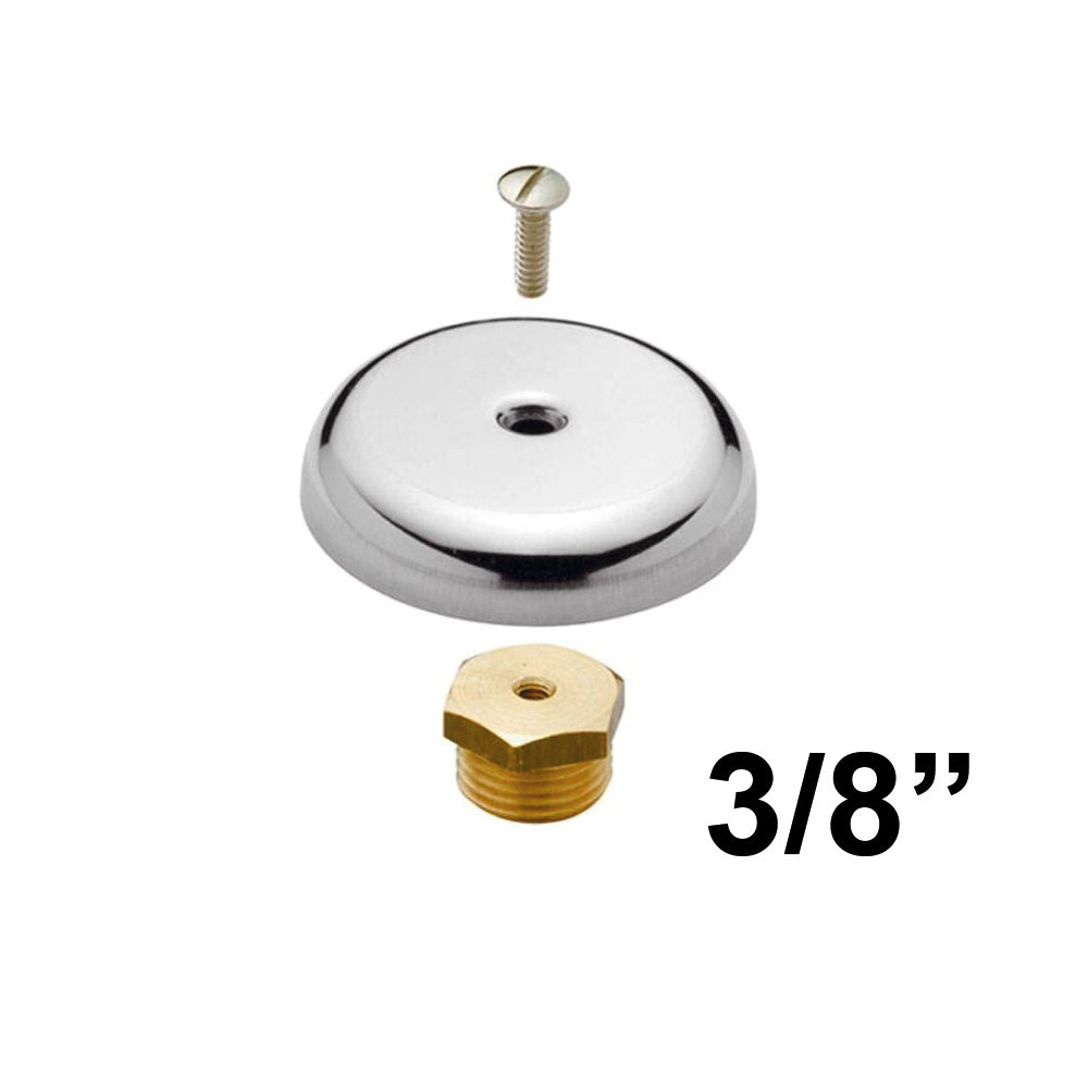 Bouchon mâle 3/8'' avec finition chromée et rosace de recouvrement.