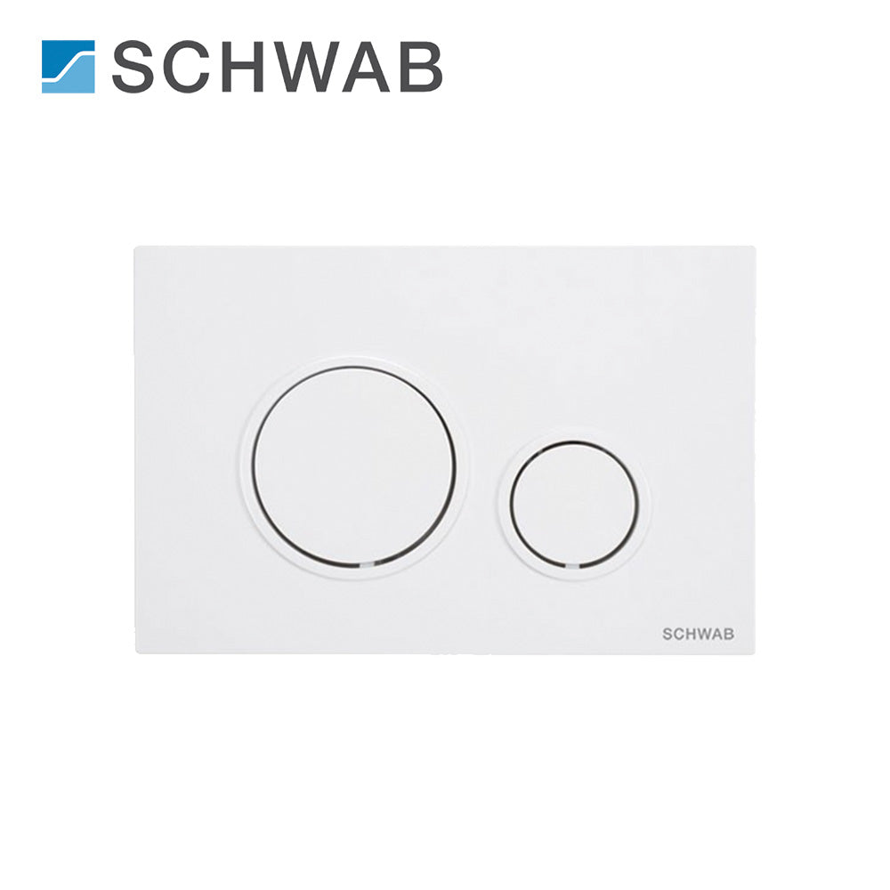 Plaque de commande de chasse d'eau à double bouton VELA DUO, blanche avec anneaux chromés, pour réservoirs de toilettes SCHWAB 199