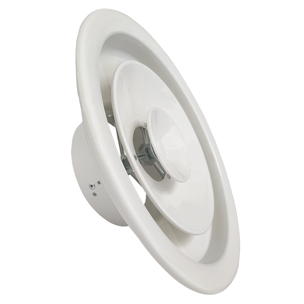 Diffuseur circulaire à cônes réglables, anémomètre, Ø 160 mm, en aluminium blanc
