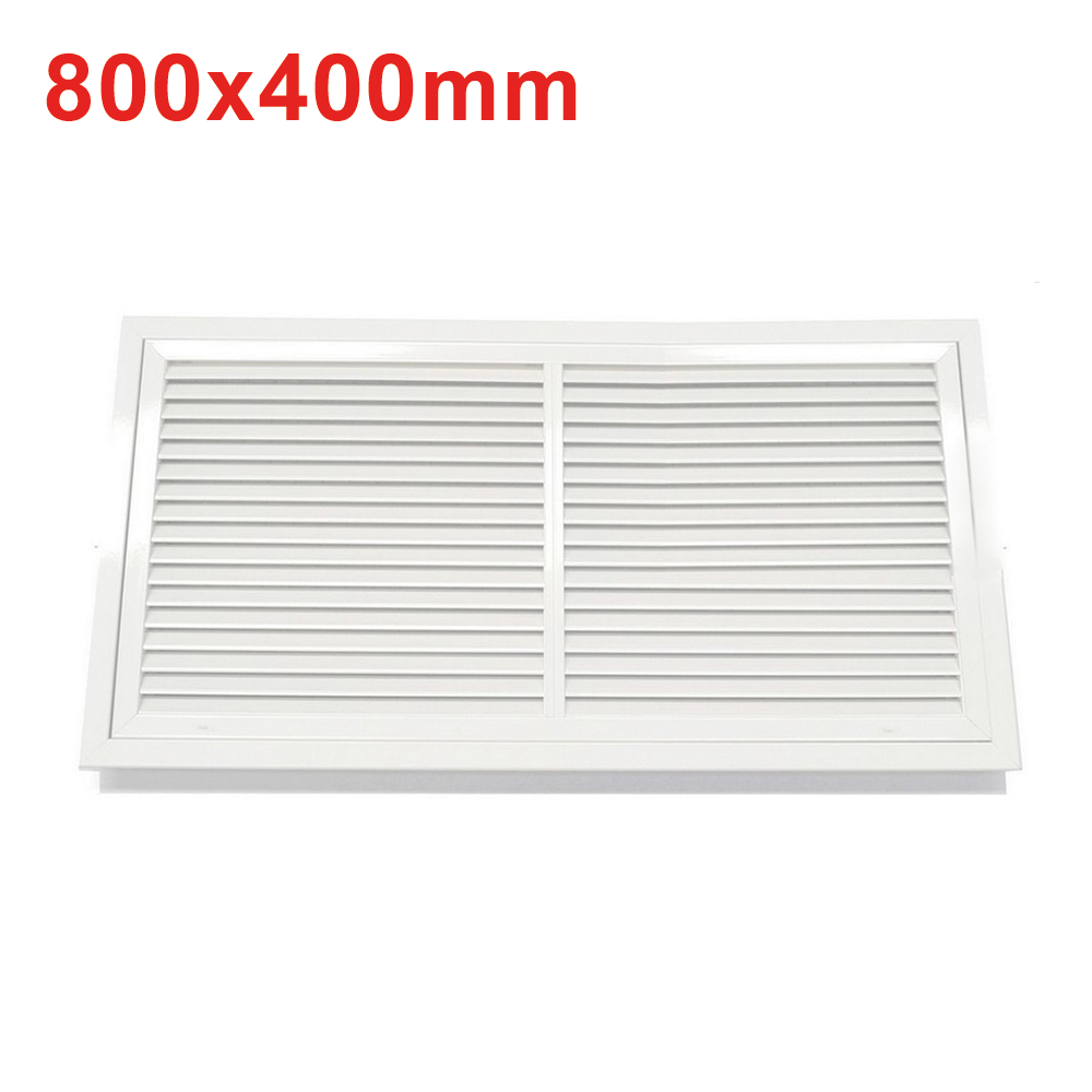 Grille d'admission d'air en aluminium blanc 800 x 400 mm avec filtre inclus - Ouverture par pression