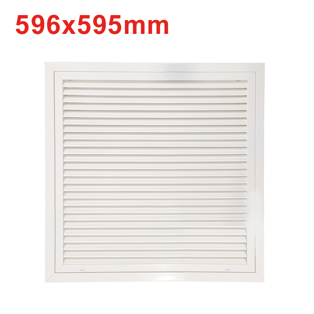 Grille d'admission d'air en aluminium blanc 595 x 595 mm avec filtre inclus - Ouverture par pression