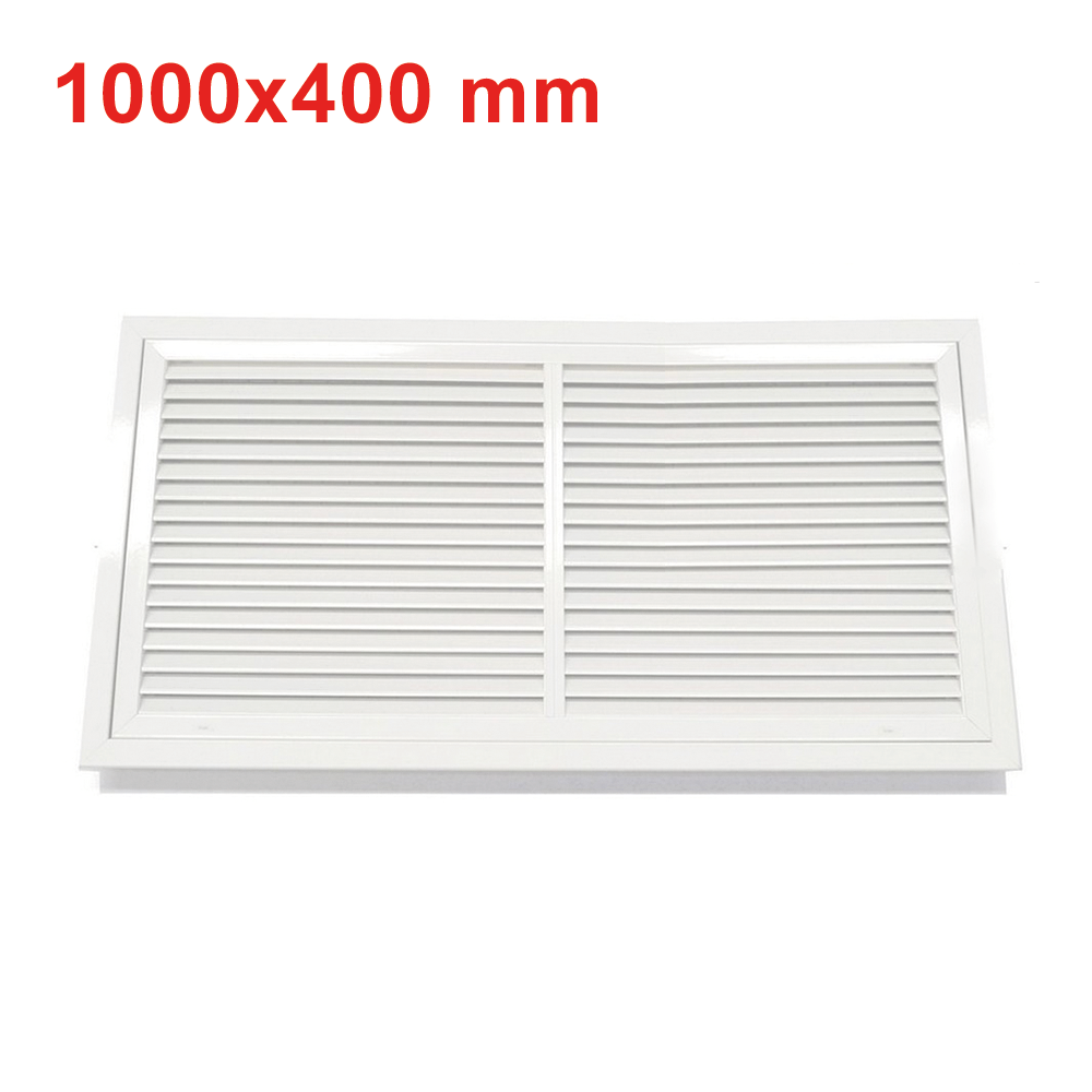 Grille en aluminium blanc 1000 x 400 mm avec filtre inclus - Ouverture par pression