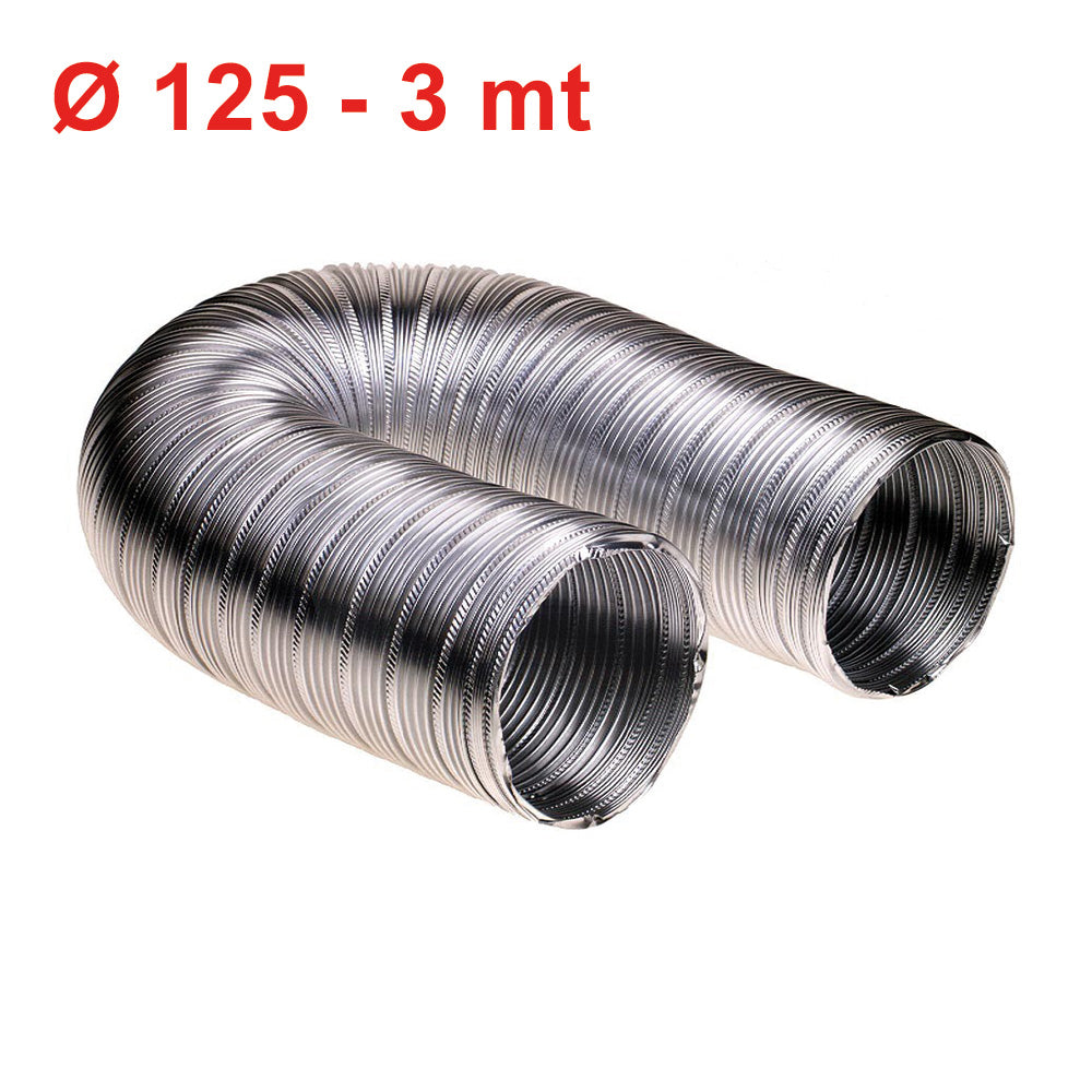 Tube spiralé extensible en aluminium, longueur max. 3 m - pour hotte de cuisine
