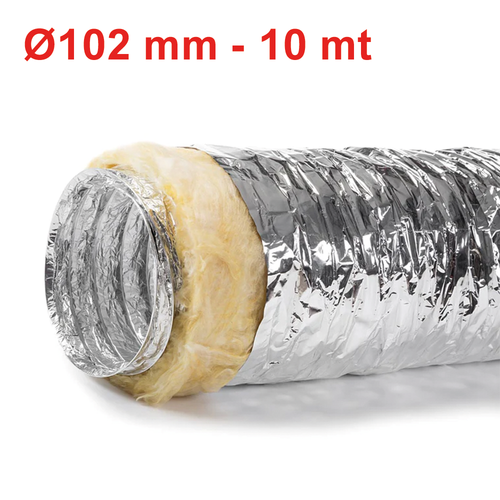 Gaine flexible en aluminium et polyester avec isolation acoustique, classe 1 - Ø 102 mm, rouleau de 10 m