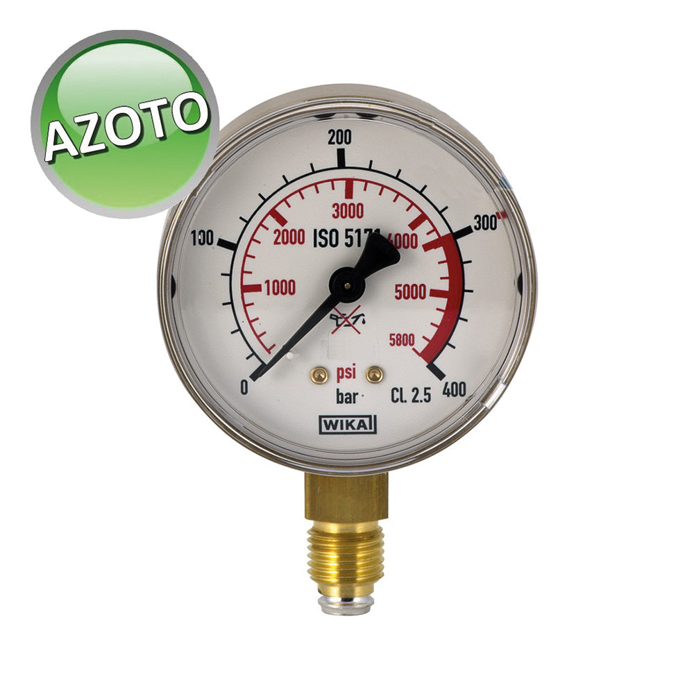 Manomètre 0-400 bar pour azote, raccord 1/4 avec joint