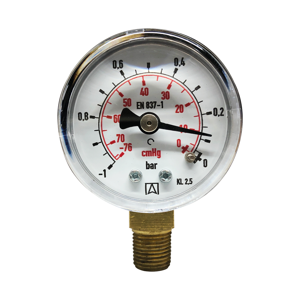 Manomètre à vide, diamètre 40 mm, échelle bar et cmHg, raccordement radial