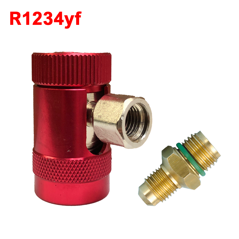 Raccord rapide haute pression à 90° avec robinet pour gaz R1234yf