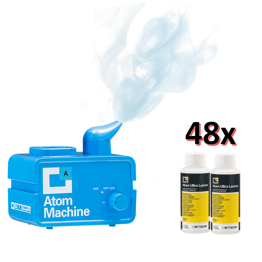 ATOM MACHINE CITRON - Purificateur d'air pour voiture avec nébuliseur et 48 flacons de 120 ml parfumés au citron