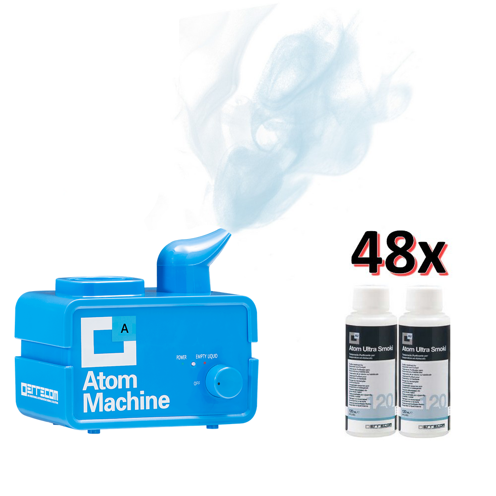 ATOM MACHINE SMOKI - Purificateur d'air pour voiture avec nébuliseur et 48 flacons de 120 ml de parfum Smoki