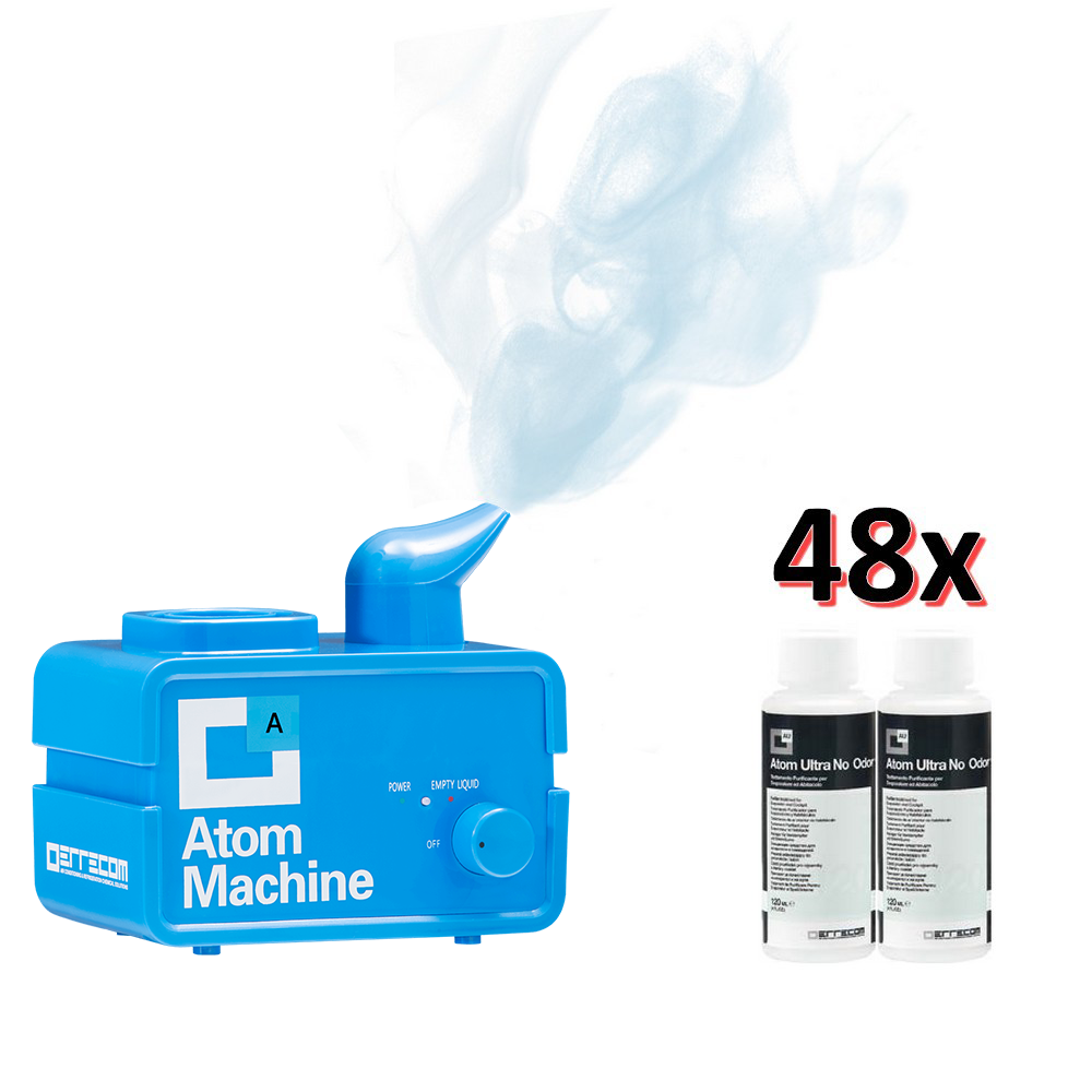 ATOM MACHINE SANS ODEUR - Purificateur d'air pour voiture avec nébuliseur et 48 flacons de 120 ml sans odeur