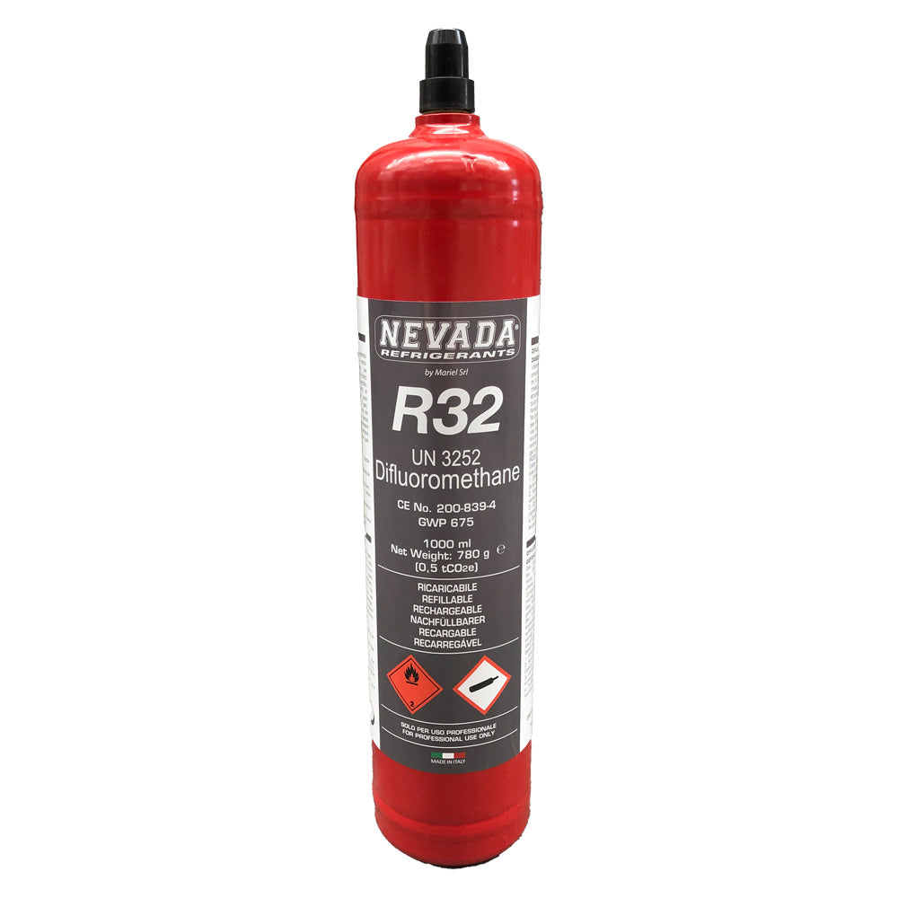 Bouteille de gaz réfrigérant R32 de 780 g - rechargeable en fer
