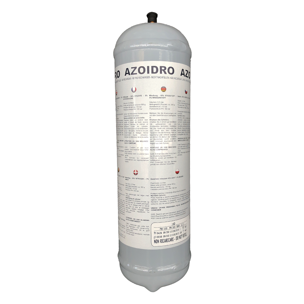 Cartouche d'azote/hydrogène AZIDRO 2,2 L - 110 bar