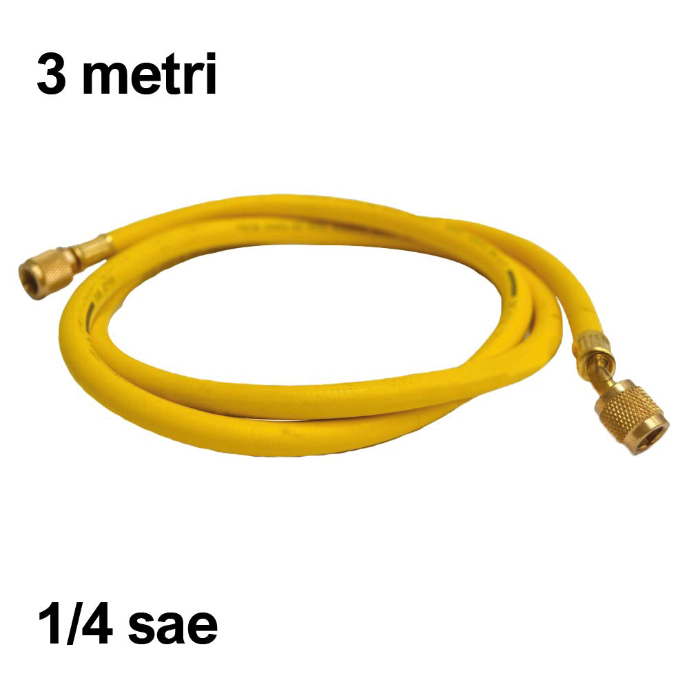 Tuyau de gaz réfrigérant - 1/4 SAE 300 cm - Couleur JAUNE